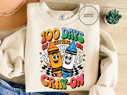 100 days of school Crayon DTF TRANSFER