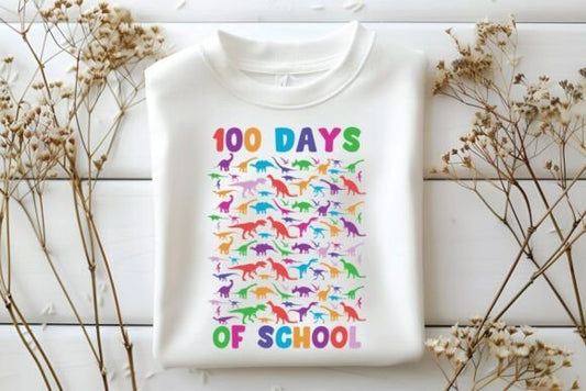 100 days of school colorful dinosaurs DTF TRANSFER