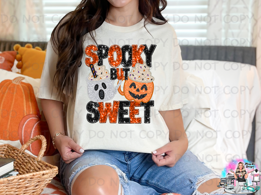 Spooky but Sweet Latte Coffee faux glitter Halloween SHIRT