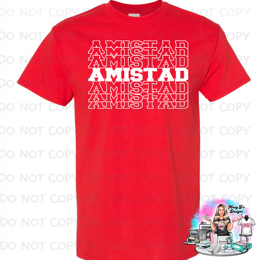 AmiSTAD friendship stacked varsity font Red  HOUSE Shirt