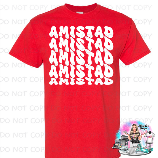 AmiSTAD friendship stacked wavy font Red  HOUSE Shirt