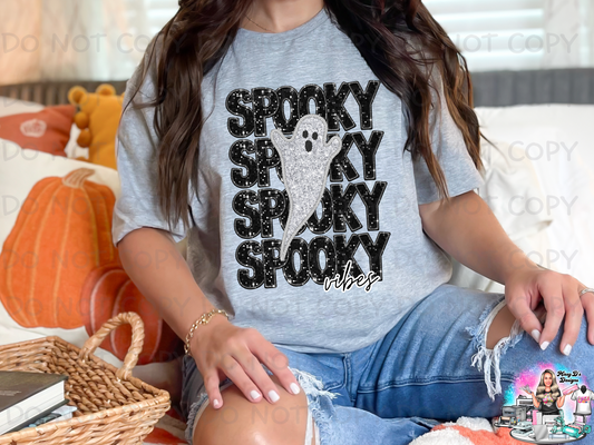 Spooky Ghost Faux Glitter Halloween SHIRT