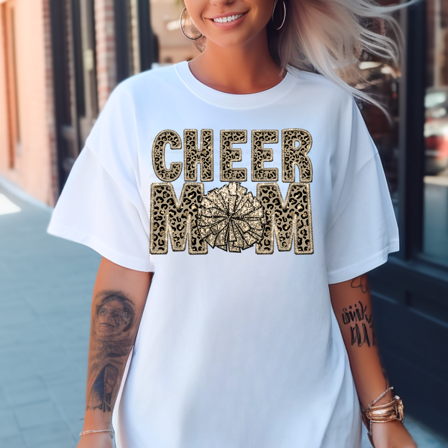 Cheer Mom Pom 4 Leopard DTF Transfer