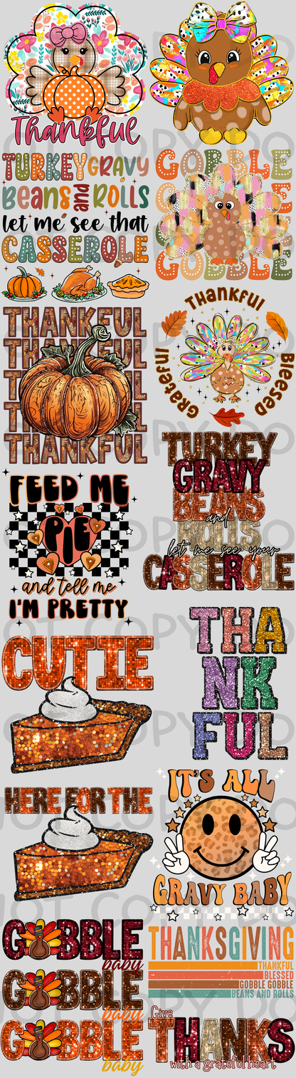 Thanksgiving 22x80 inch Pre-made DTF Gang Sheet