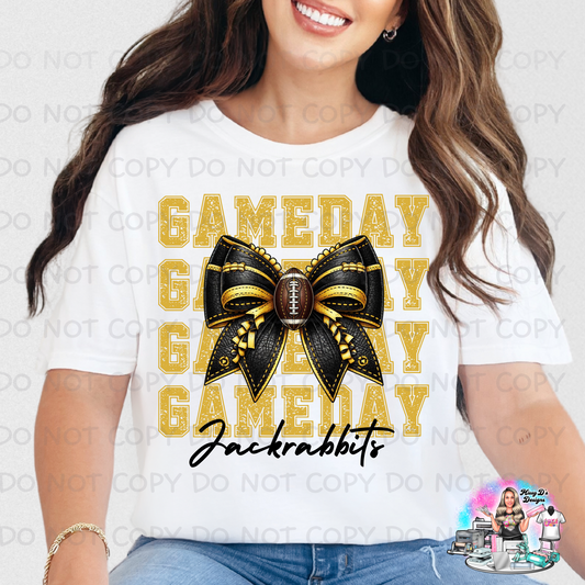 Gameday Jackrabbits 2 Football Coquette Black/Gold SHIRT