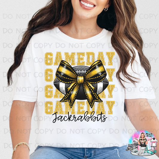 Gameday Jackrabbits Football Coquette Black/Gold SHIRT