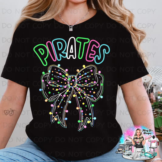 Bright Pirates Christmas Coquette Bow DTF TRANSFER