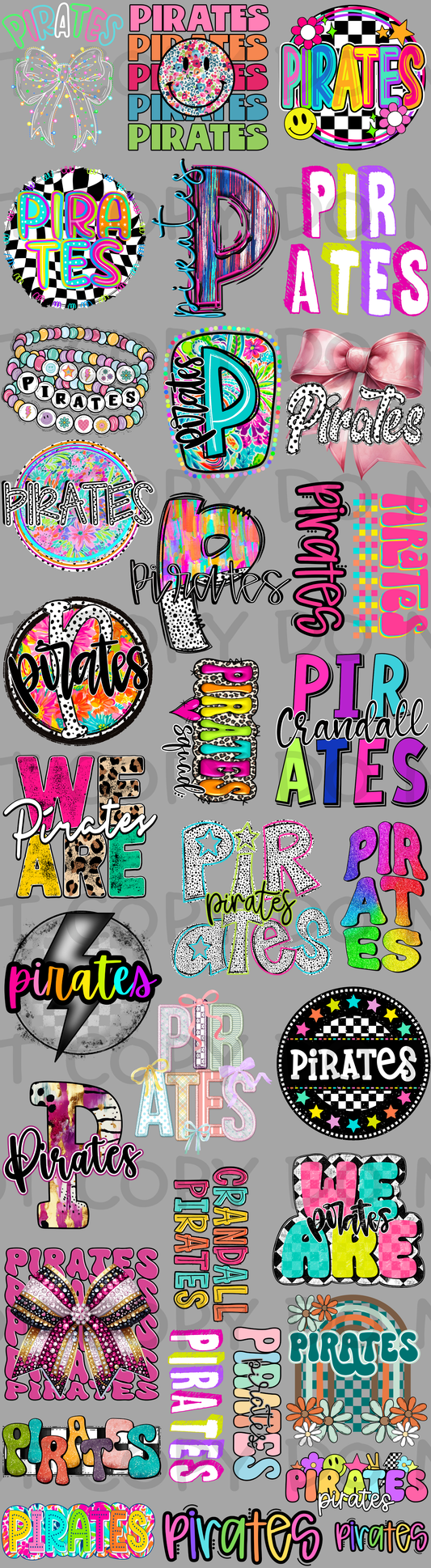 22x80 inch Pre-made Colorful YOUTH Pirate DTF Gang Sheet