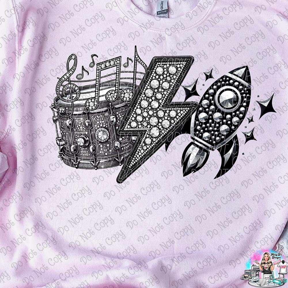 BAND Lightning Bolt Rhinestone Mascots SHIRT