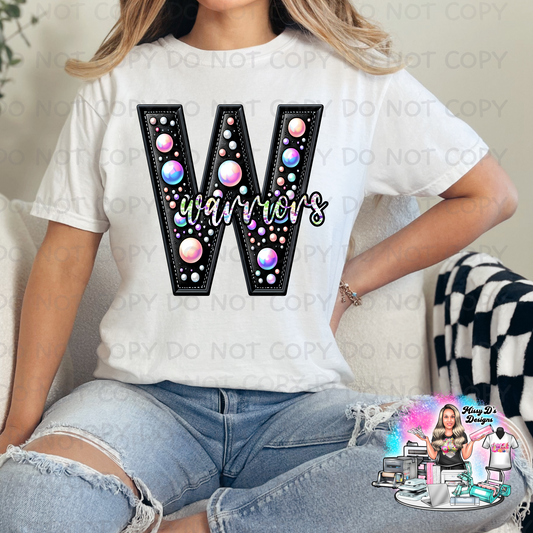 Warriors faux rhinestone W SHIRT