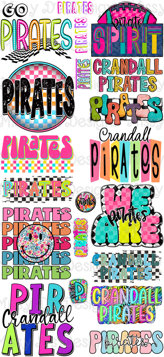 Pre-Made Pirates Colorful 22x48 inch Gang Sheet