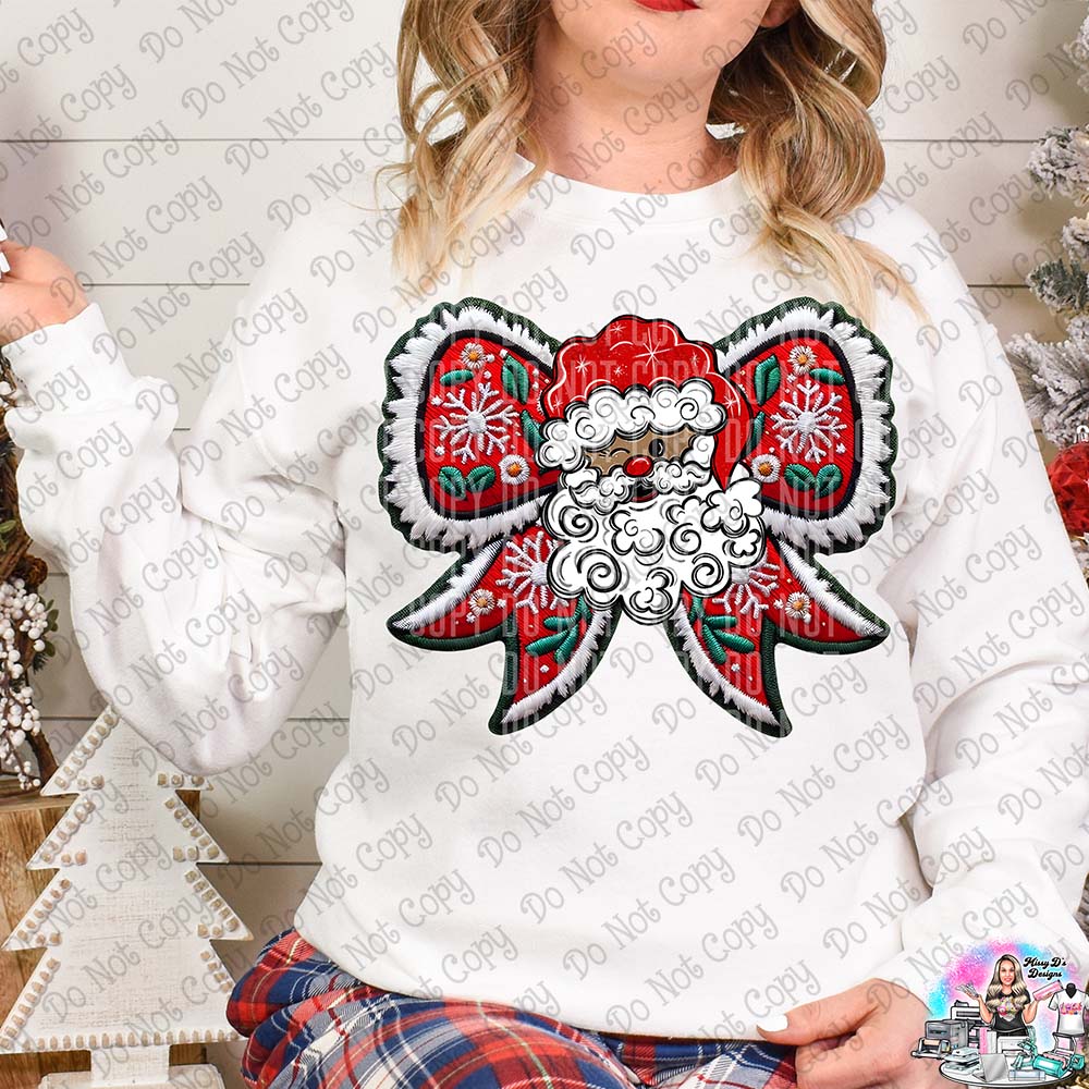 Faux Embroidery Santa Bow Coquette SHIRT