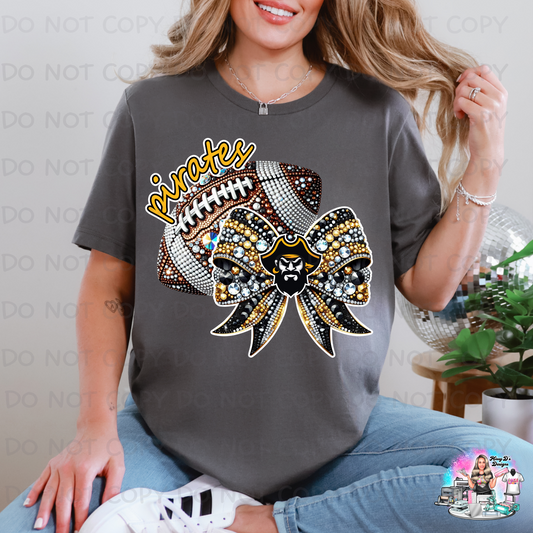 Pirate football coquette bow SHIRT 1092