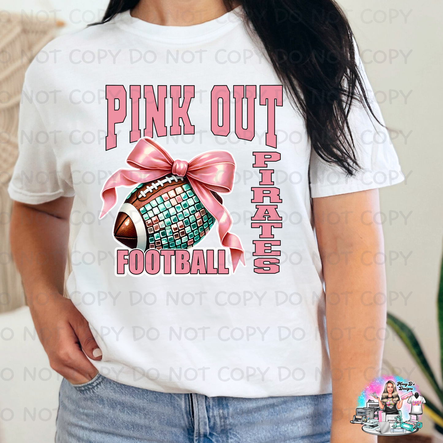 Pink Out Pirates Rhinestone Football SHIRT