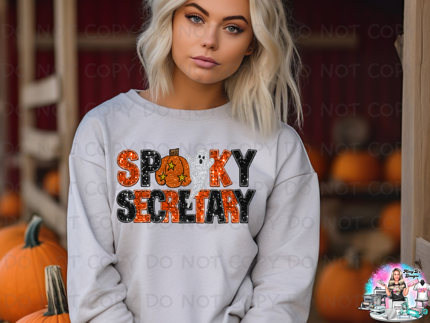 Spooky Secretary faux glitter Halloween SHIRT