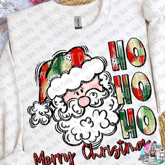 Watercolor Ho Ho Ho Santa Claus DTF Transfer