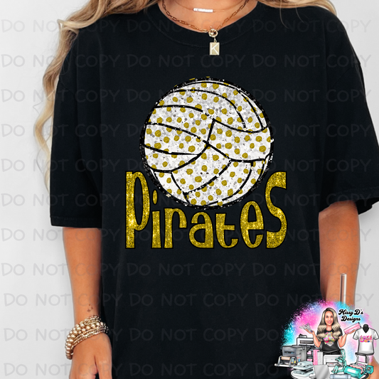 Pirates Volleyball faux glitter GOLD SHIRT