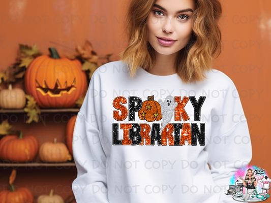 Spooky Librarian faux glitter Halloween SHIRT