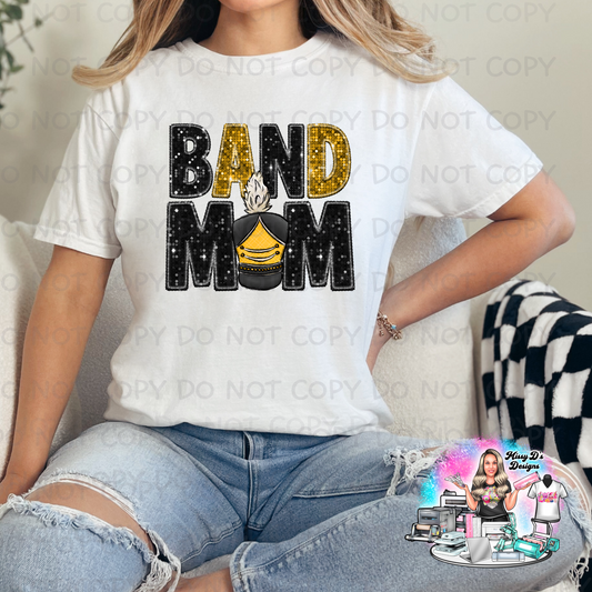 pirates Black & Gold faux glitter Band Mom SHIRT