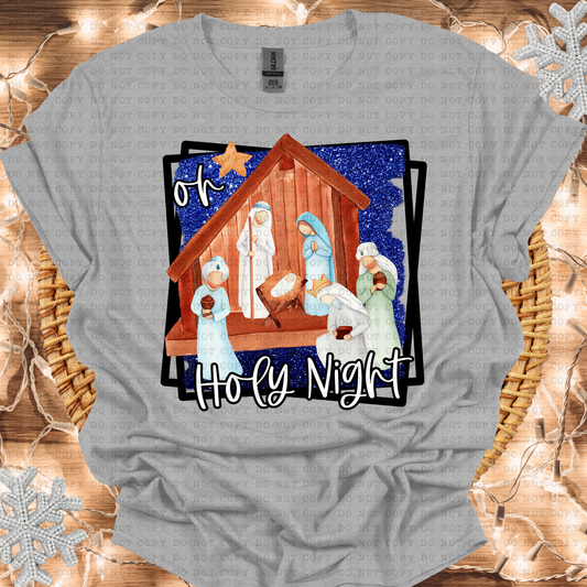 Holy Night Nativity Faux Glitter DTF TRANSFER