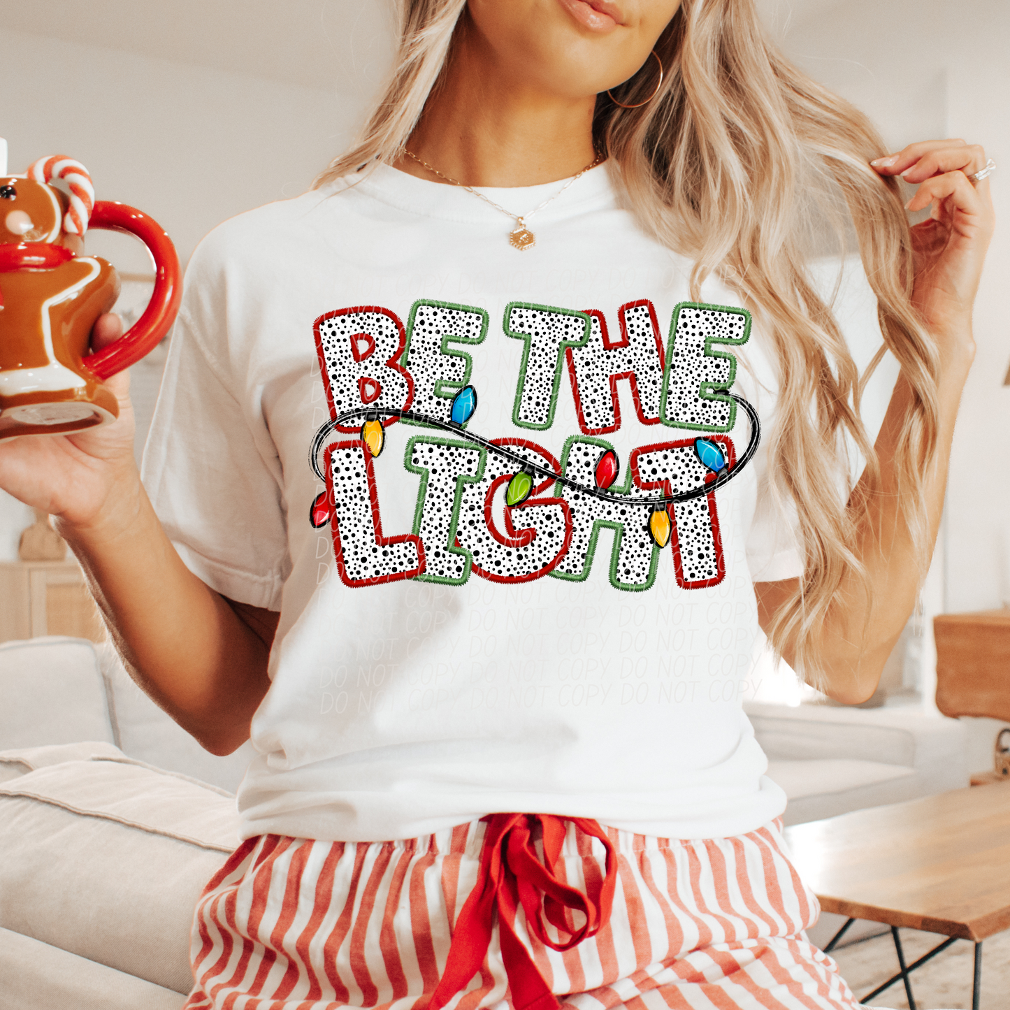 Be The Light Dotted Faux Embroidery  DTF TRANSFER