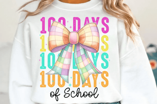 100 Days of School Checkcered coquette Bow DTF TRANSFER