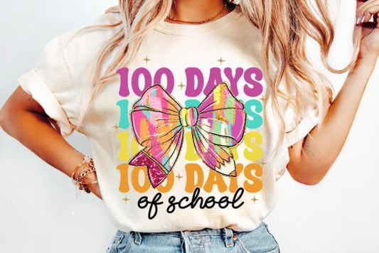 100 days of school brushstroke coquette DTF TRANSFER