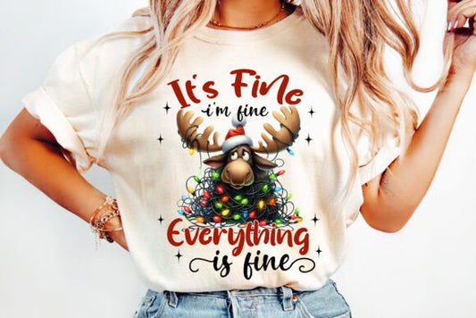 It's Fine Moose Lights Christmas SHIRT