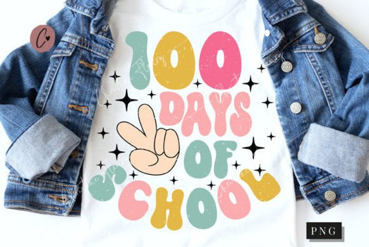 100 days of school distressed bubble DTF TRANSFER