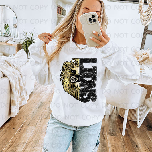 Lions Faux Glitter Lion Head SHIRT