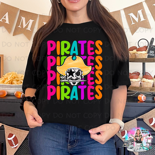 Bright Colored Stacked Pirates DTF Transfer