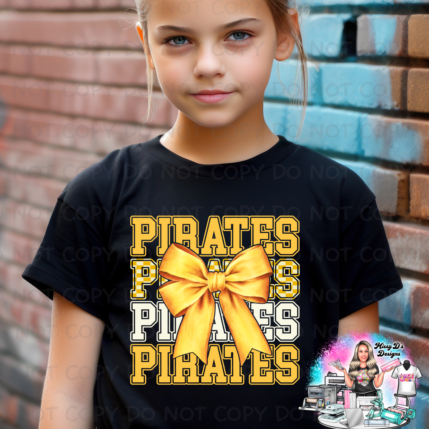 Pirates Gold Checkered Stacked Coquette SHIRT