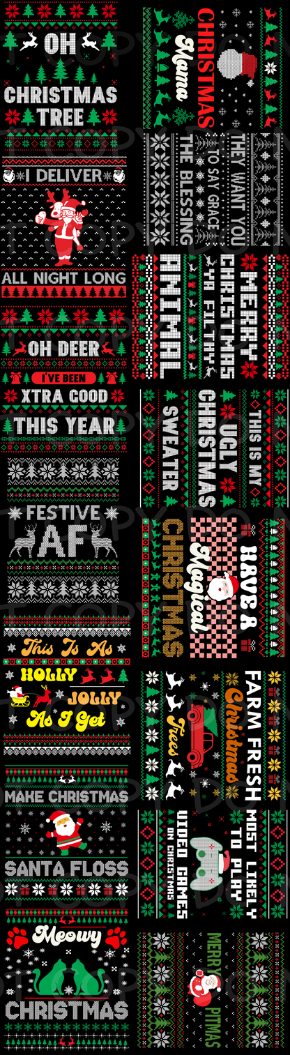 Ugly Sweater Christmas  22x80 inch Pre-made DTF Gang Sheet