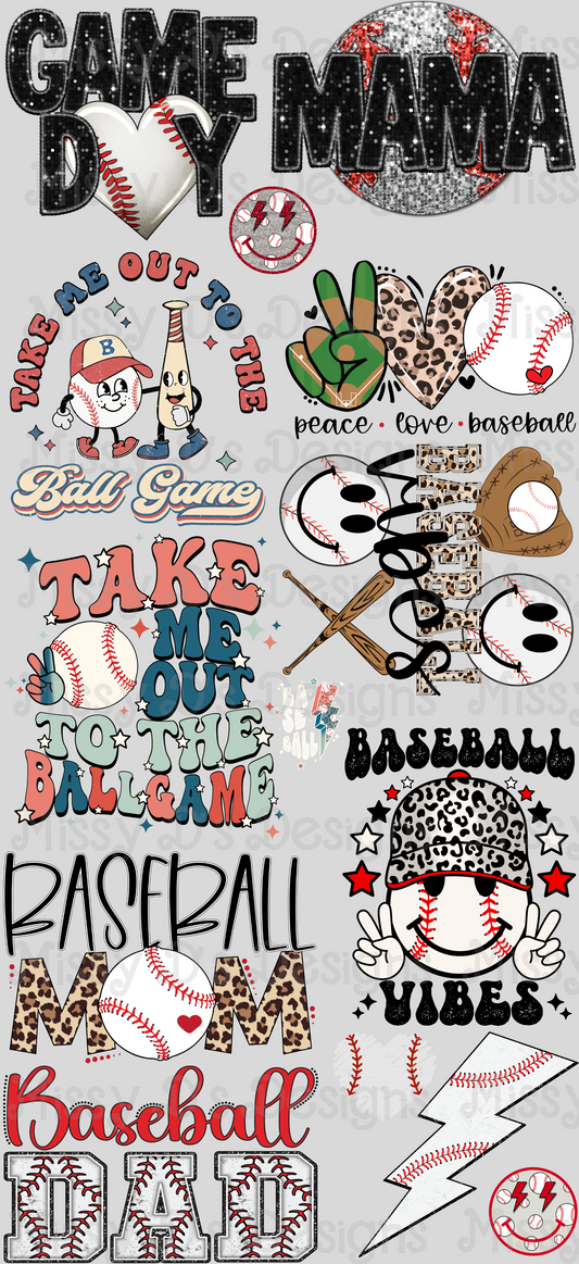 Baseball Pre-Made DTF Gang Sheet 22 x 48 inches