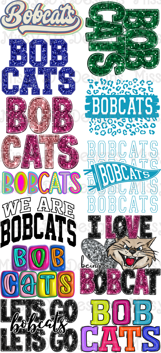 BobCats Mascot  Pre-Made DTF Gang Sheet 22 x 48 inches