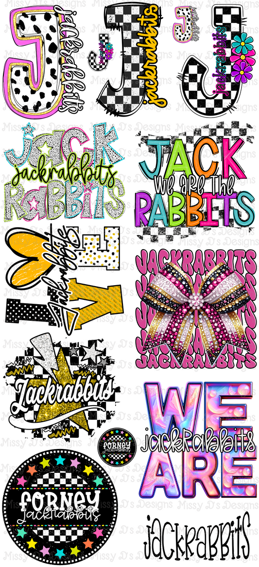 Pre-Made Jackrabbits Colorful 22x48 inch Gang Sheet